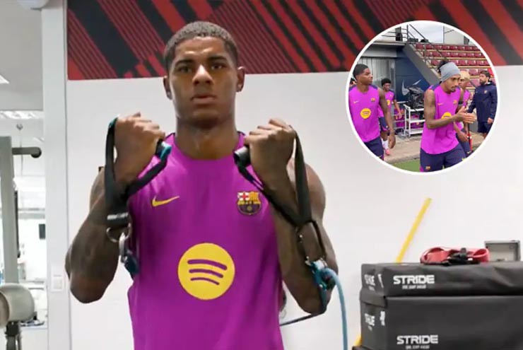 Rashford hứng khởi tập luyện trong màu áo Barcelona