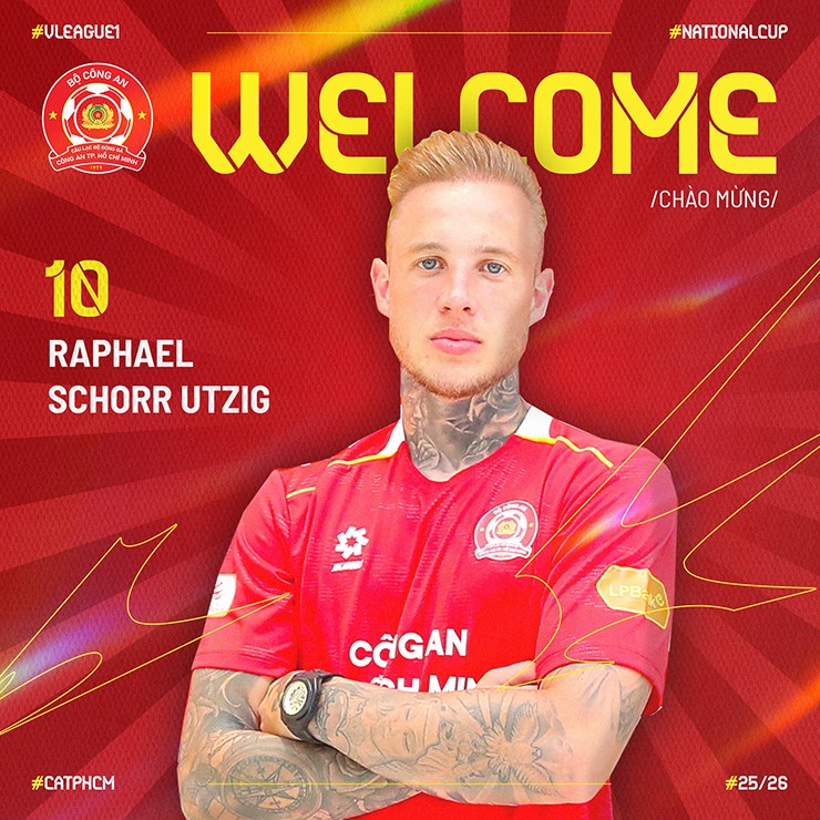 Raphael Schorr Utzig sẽ khoác chiếc áo số 10 ở CLB Công an TP.HCM.