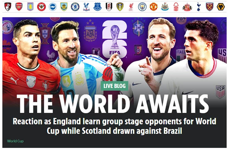 Tờ The Sun của Anh nói về vòng bảng World Cup 2026