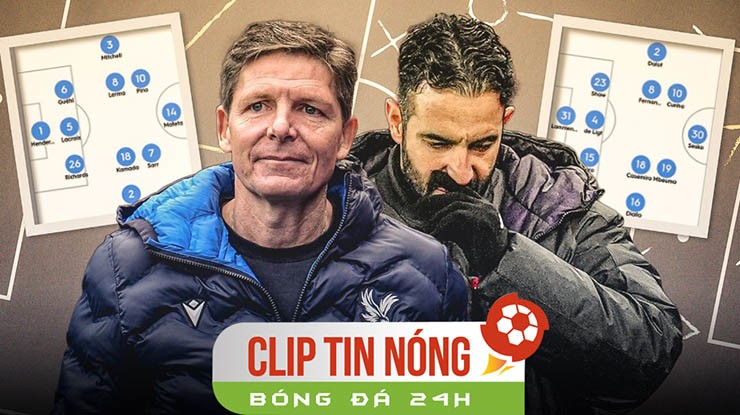 HLV Amorim (bên phải) có thể đến Crystal Palace thay Glasner