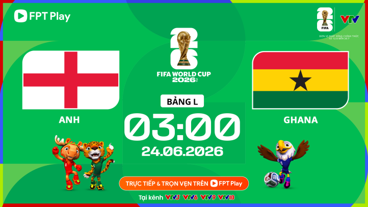 Anh vs Ghana. Ảnh: FPT Play