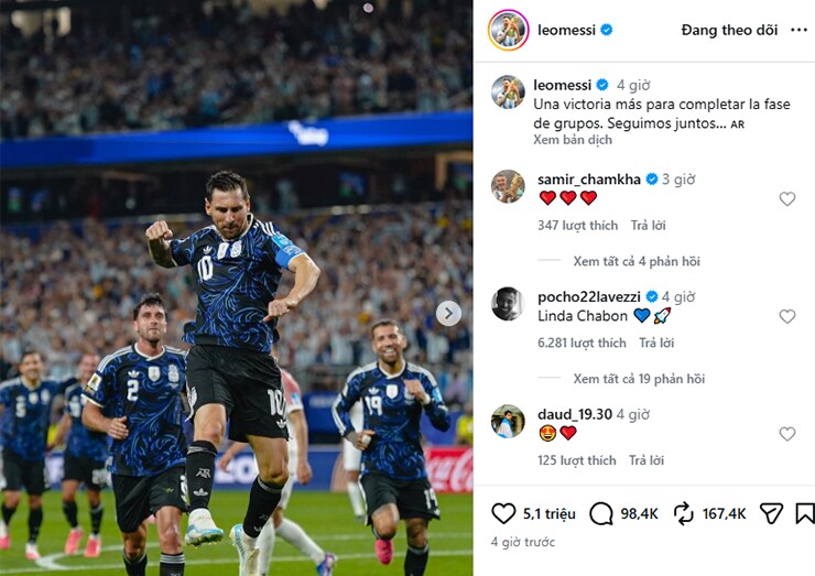 Messi gửi lời nhắn đầy cảm xúc sau chiến thắng trước Jordan