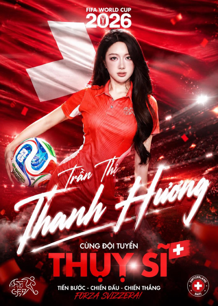Cô là đại diện cổ vũ cho đội tuyển Thụy Sĩ