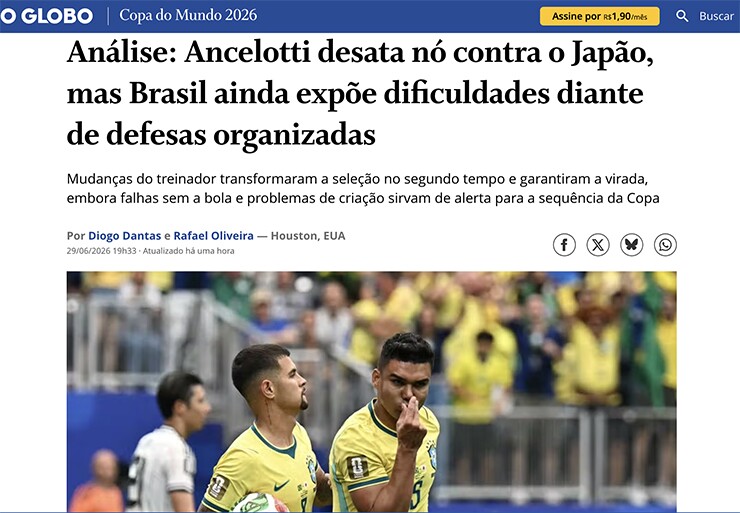 Báo chí Brazil cho rằng đội nhà vẫn bế tắc trước hàng thủ được tổ chức tốt.
