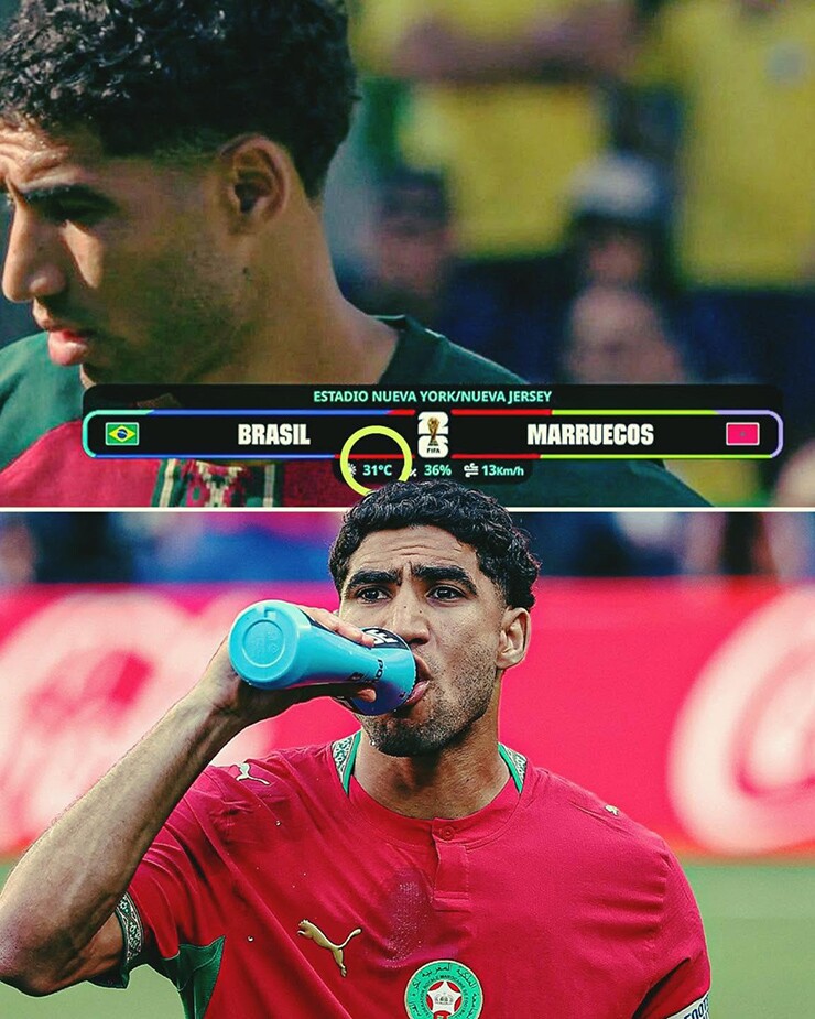 Các cầu thủ Morocco và Brazil được nghỉ ngơi&nbsp;tiếp nước 2 lần trong trận
