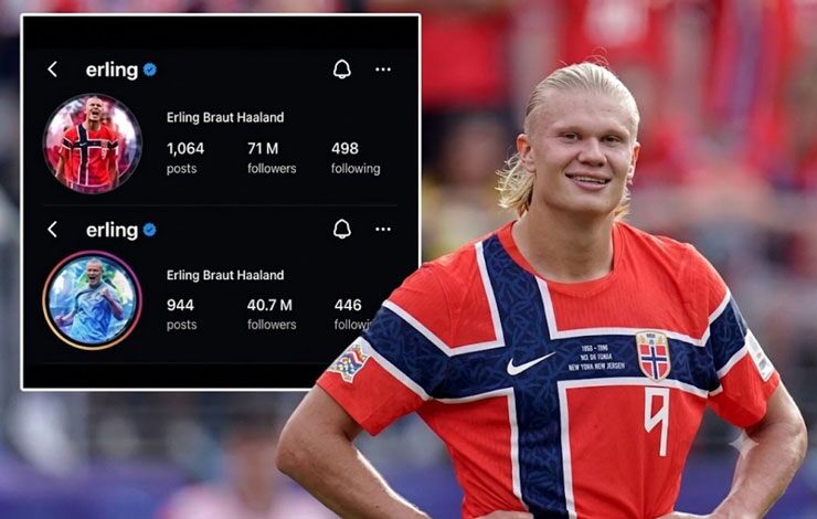 Lượng theo dõi của Haaland tăng 30,3&nbsp;triệu lượt sau kỳ nghỉ hè.